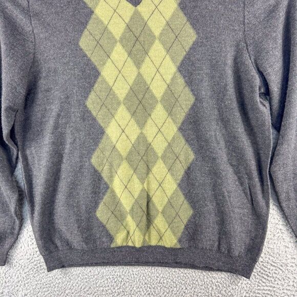 Davis & Squire Argyle Sweater Mens XL Gray Merino Wool Office Preppy‎ Outdoor - Picture 5 of 11
